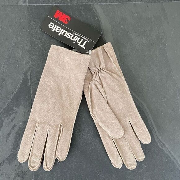 Vintage 80s Deadstock NWT Tan Nubuck (Suede) Thinsulate Women's Driving Gloves - - Picture 2 of 9